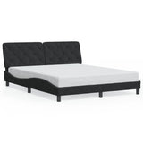 Bed frame with LED without mattress black 160x200 cm velvet