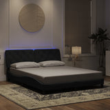 Bed frame with LED without mattress black 160x200 cm velvet