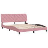 Cadre de lit avec LED sans matelas rose 160x200 cm velours