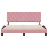 Cadre de lit avec LED sans matelas rose 160x200 cm velours