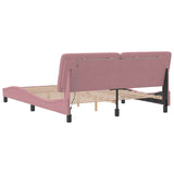 Cadre de lit avec LED sans matelas rose 160x200 cm velours