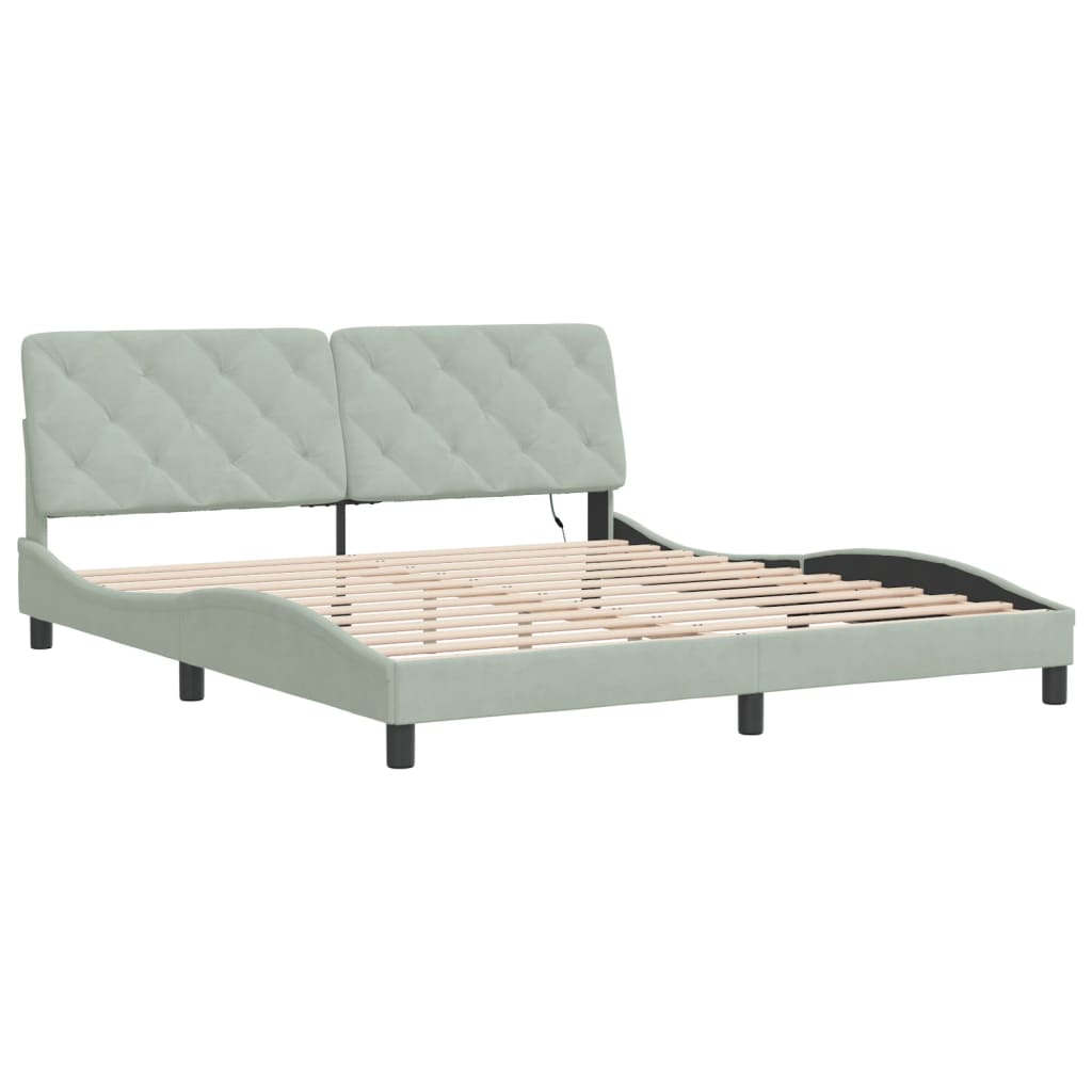 Cadre de lit avec LED sans matelas gris clair 180x200cm velours