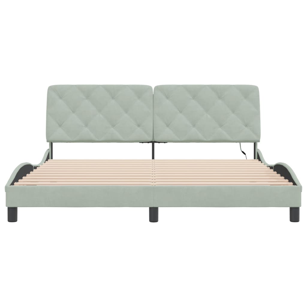 Cadre de lit avec LED sans matelas gris clair 180x200cm velours