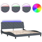 Cadre de lit avec LED sans matelas gris foncé 180x200cm velours