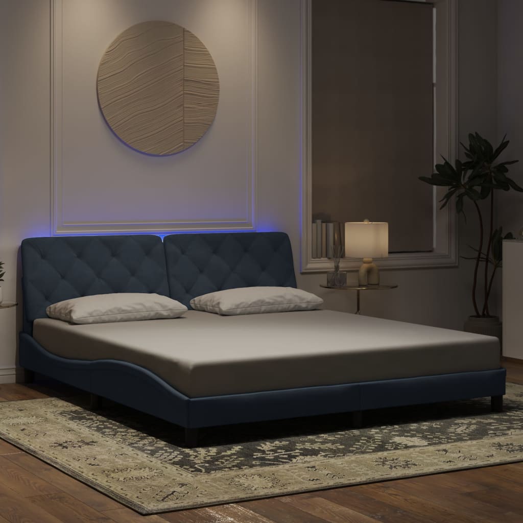 Cadre de lit avec LED sans matelas gris foncé 180x200cm velours