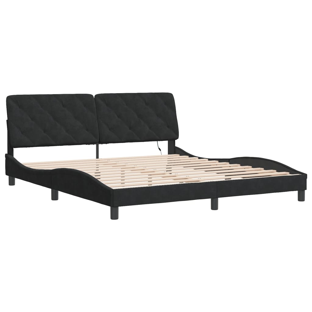 Cadre de lit avec LED sans matelas noir 180x200 cm velours