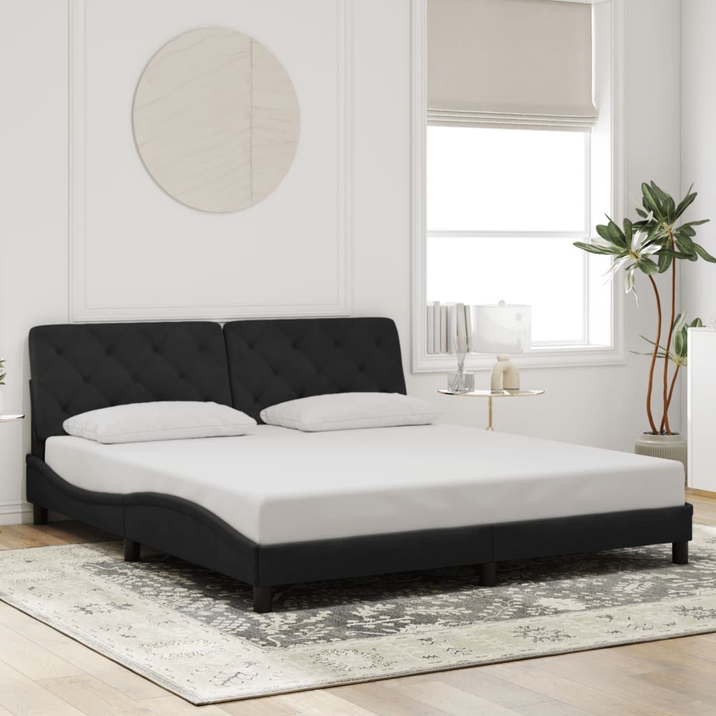 Cadre de lit avec LED sans matelas noir 180x200 cm velours