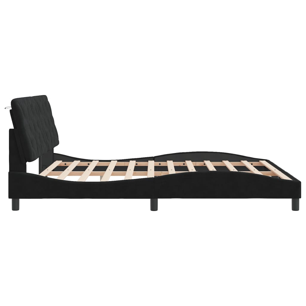 Cadre de lit avec LED sans matelas noir 180x200 cm velours