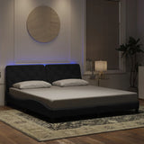 Bed frame with LED without mattress black 180x200 cm velvet