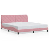 Cadre de lit avec LED sans matelas rose 180x200 cm velours