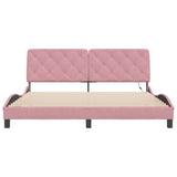 Cadre de lit avec LED sans matelas rose 180x200 cm velours