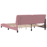 Cadre de lit avec LED sans matelas rose 180x200 cm velours