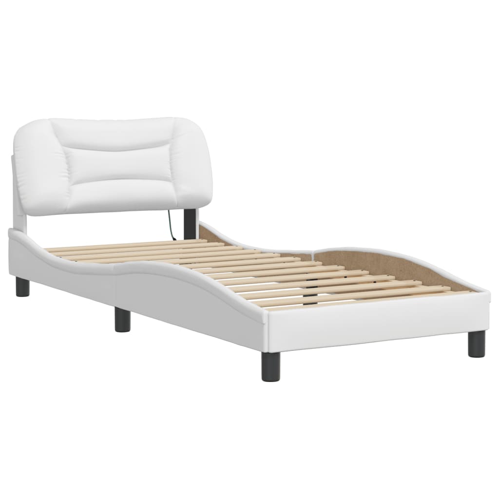 Cadre de lit avec LED sans matelas blanc 80x200 cm