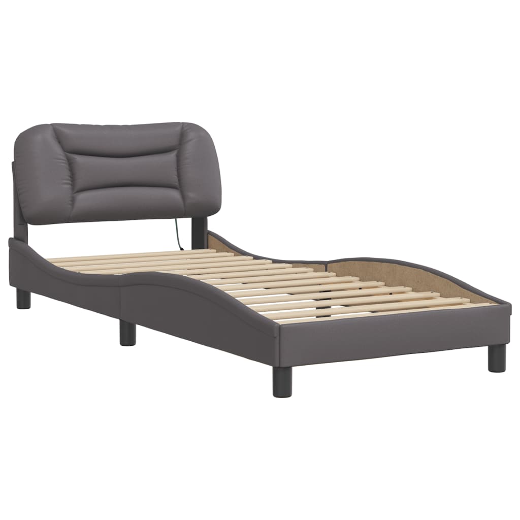 Cadre de lit avec LED sans matelas gris 80x200 cm