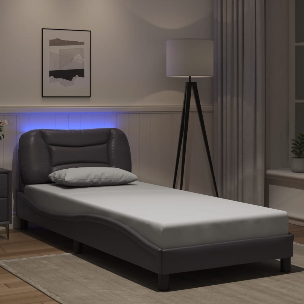 Cadre de lit avec LED sans matelas gris 80x200 cm