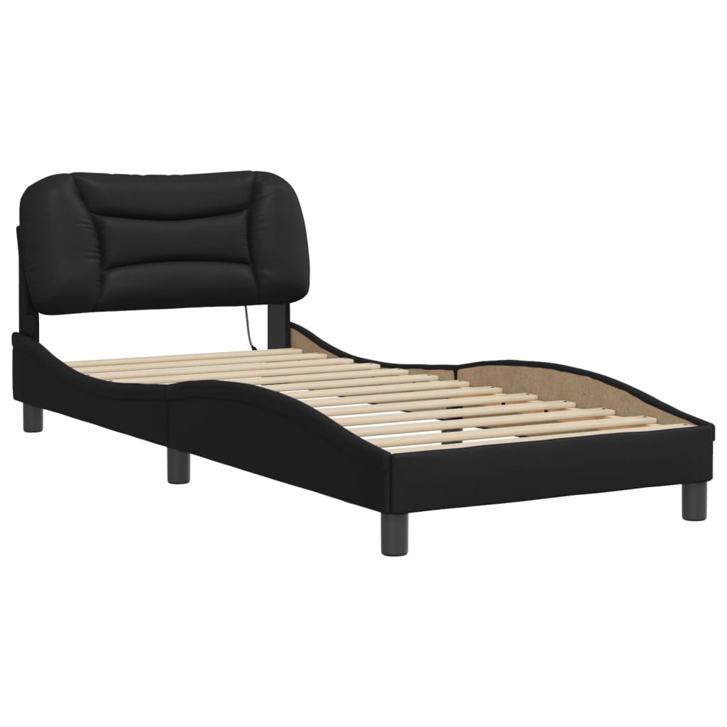 Cadre de lit avec LED sans matelas noir 90x190 cm