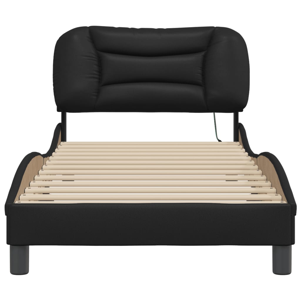 Cadre de lit avec LED sans matelas noir 90x190 cm