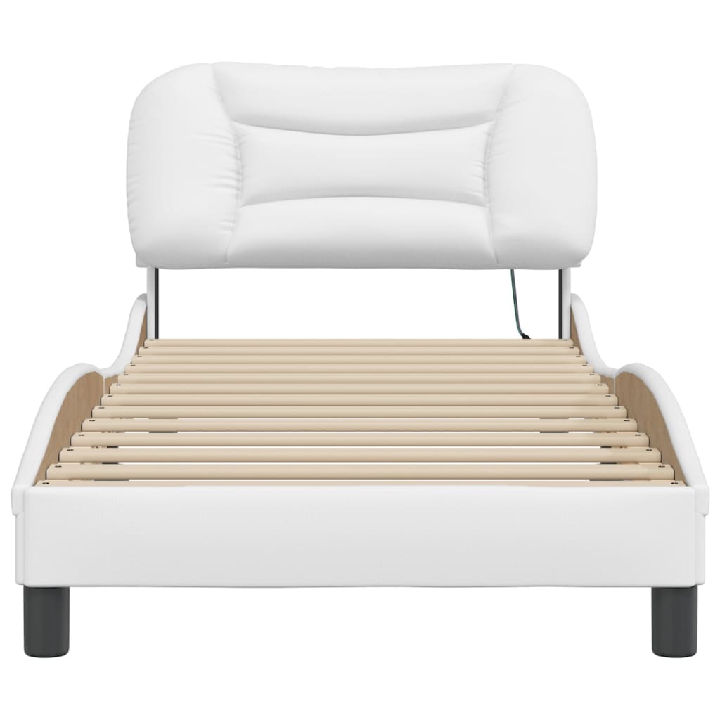 Cadre de lit avec LED sans matelas blanc 90x190 cm