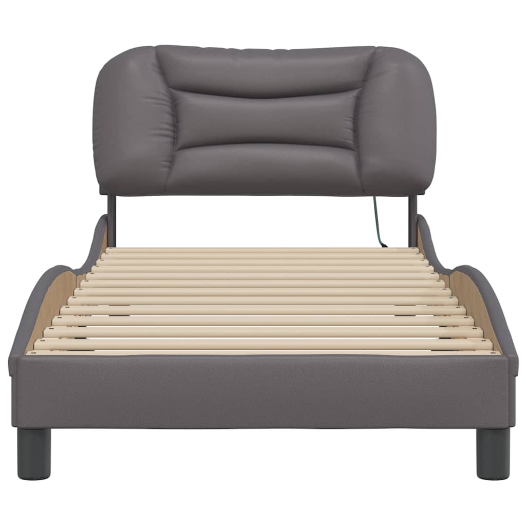 Cadre de lit avec LED sans matelas gris 90x190 cm