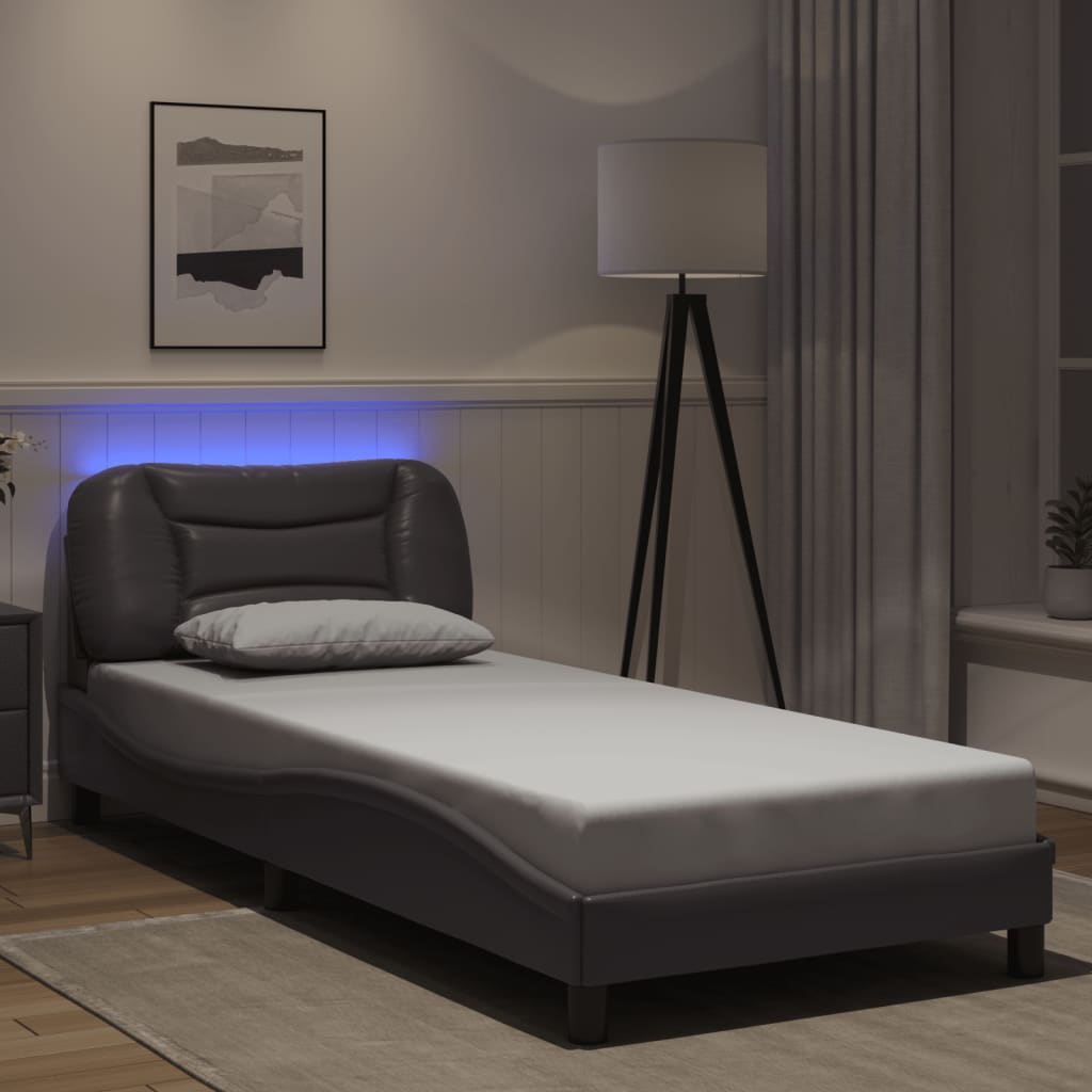 Cadre de lit avec LED sans matelas gris 90x190 cm