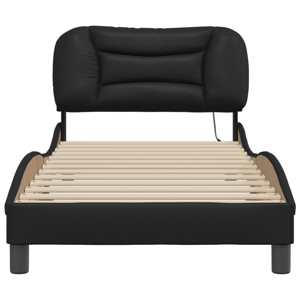 Cadre de lit avec LED sans matelas noir 90x200 cm