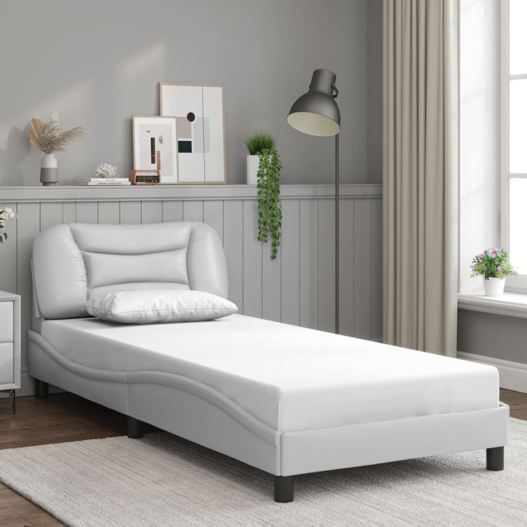 Cadre de lit avec LED sans matelas blanc 90x200 cm