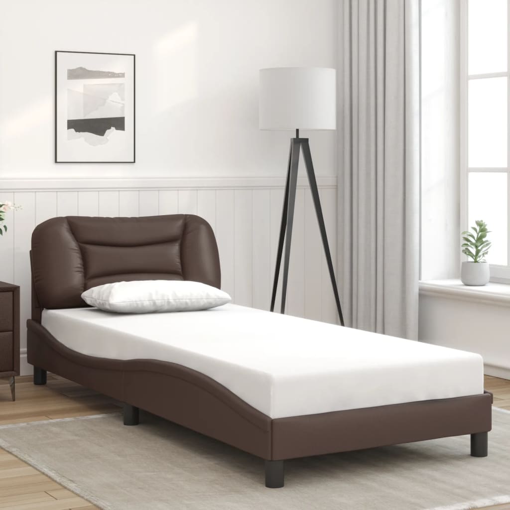 Cadre de lit avec LED sans matelas marron 90x200 cm