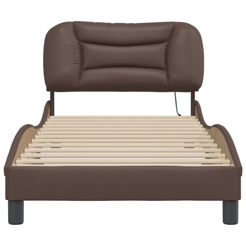 Cadre de lit avec LED sans matelas marron 90x200 cm