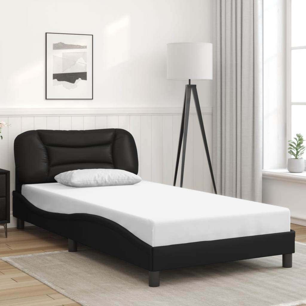 Cadre de lit avec LED sans matelas noir 100x200 cm