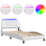 Cadre de lit avec LED sans matelas blanc 100x200 cm