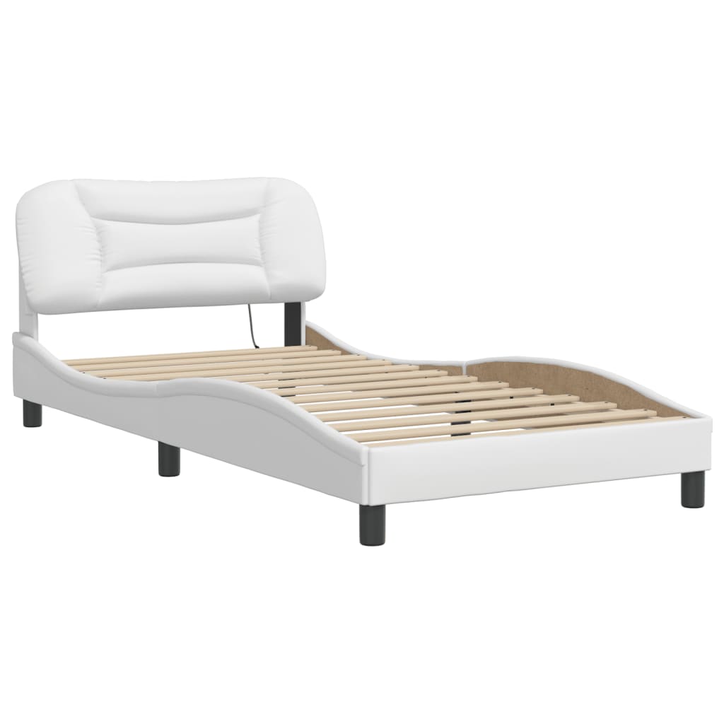 Cadre de lit avec LED sans matelas blanc 100x200 cm