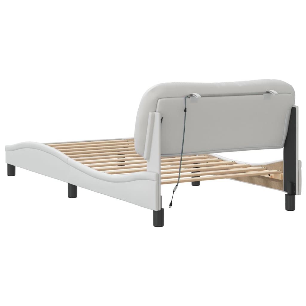 Cadre de lit avec LED sans matelas blanc 100x200 cm