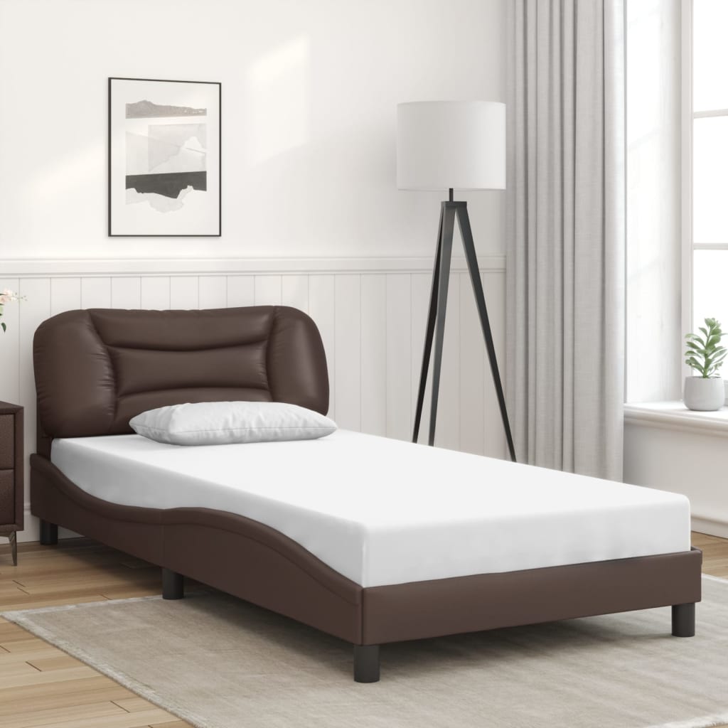 Cadre de lit avec LED sans matelas marron 100x200 cm