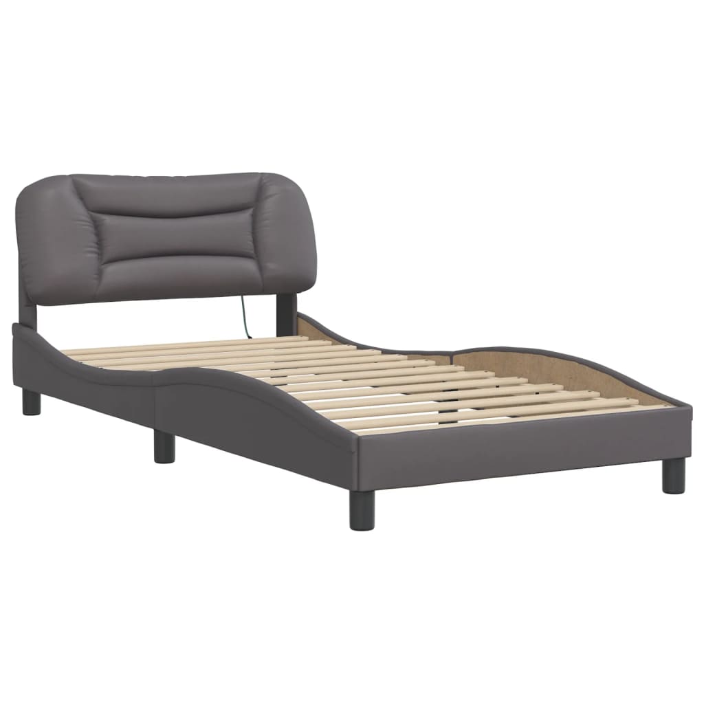 Cadre de lit avec LED sans matelas gris 100x200 cm