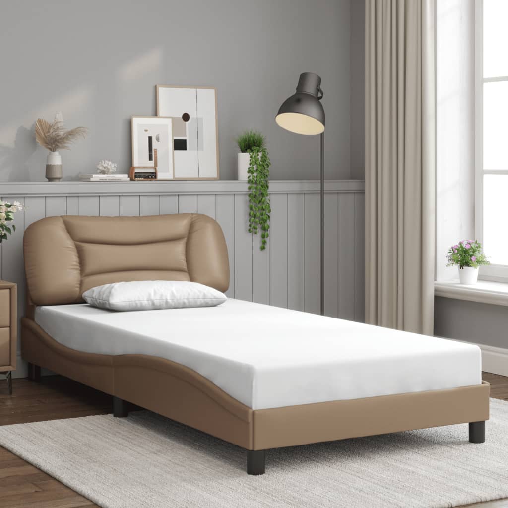 Cadre de lit avec LED sans matelas cappuccino 100x200 cm