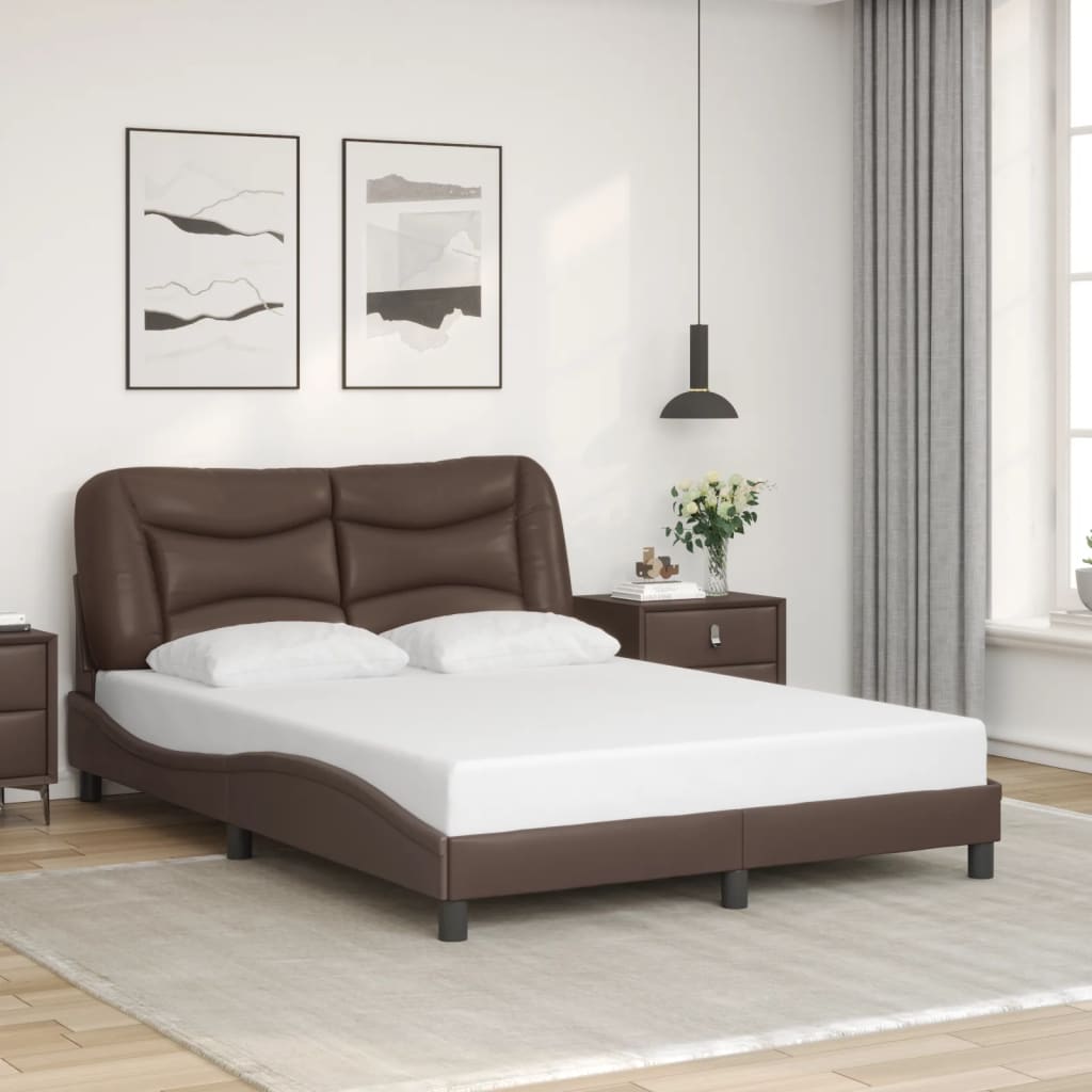 Cadre de lit avec LED sans matelas marron 120x200 cm