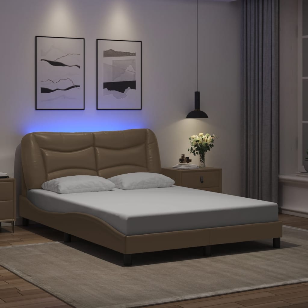 Cadre de lit avec LED sans matelas cappuccino 120x200 cm