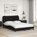 Bed frame with LED without mattress black 140x190 cm