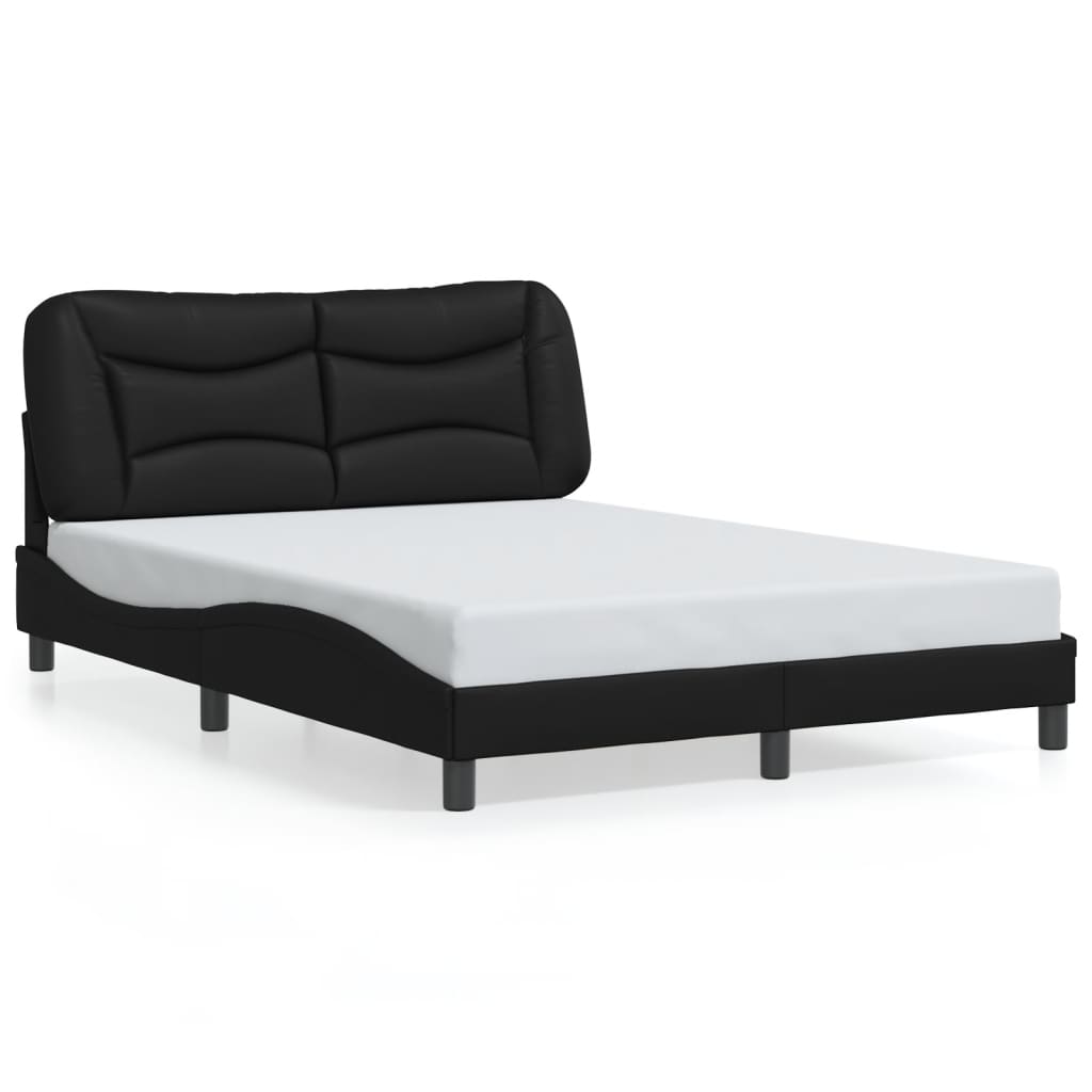 Bed frame with LED without mattress black 140x190 cm