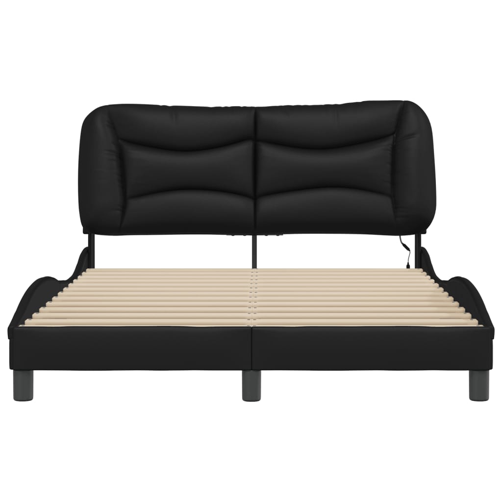 Bed frame with LED without mattress black 140x190 cm