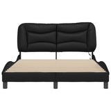 Bed frame with LED without mattress black 140x190 cm