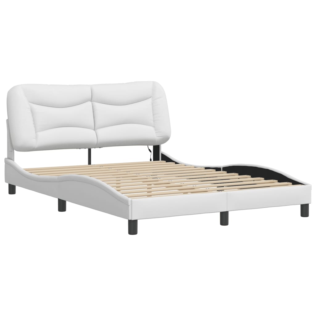 Cadre de lit avec LED sans matelas blanc 140x190 cm