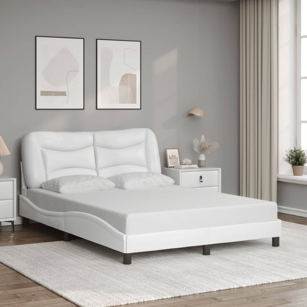 Cadre de lit avec LED sans matelas blanc 140x190 cm