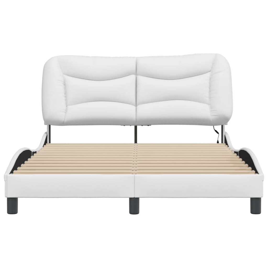 Cadre de lit avec LED sans matelas blanc 140x190 cm