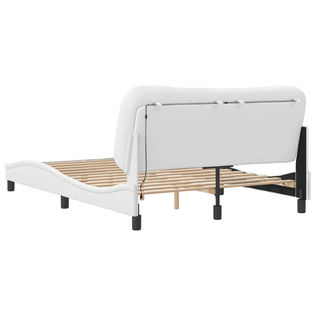 Cadre de lit avec LED sans matelas blanc 140x190 cm