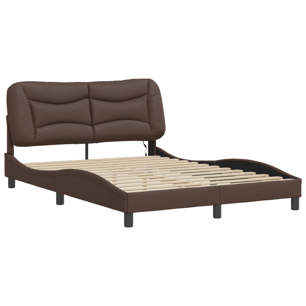 Cadre de lit avec LED sans matelas marron 140x190 cm