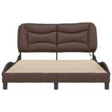 Cadre de lit avec LED sans matelas marron 140x190 cm