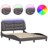 Cadre de lit avec LED sans matelas gris 140x190 cm