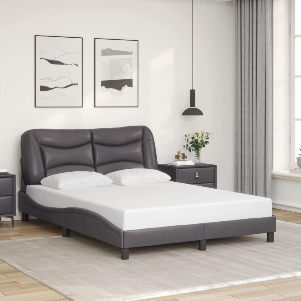 Cadre de lit avec LED sans matelas gris 140x190 cm