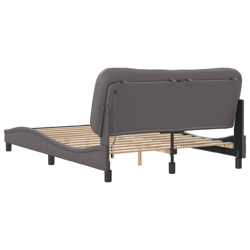 Cadre de lit avec LED sans matelas gris 140x190 cm